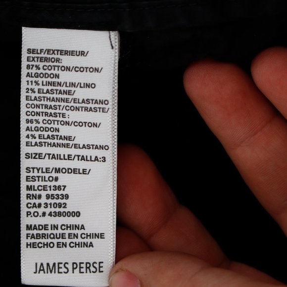 James Perse Pants Men 3 Cotton Linen Elastic Waist Drawstring Black straight leg - Picture 5 of 11